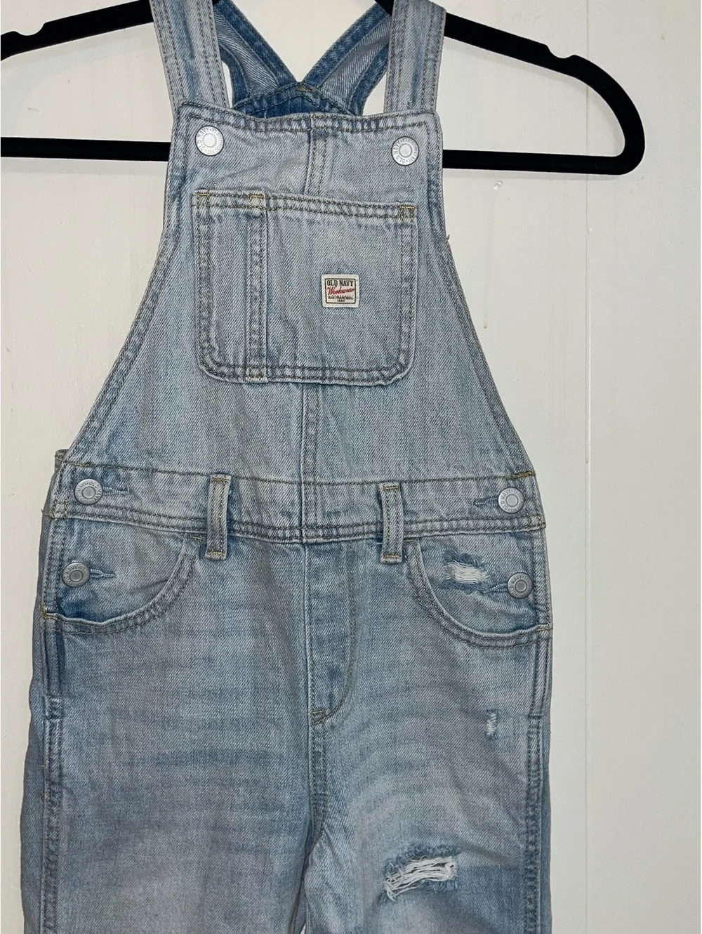 Old Navy Workwear Light Wash Denim Overalls Kids XS (5)